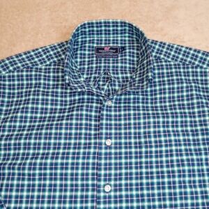 Vineyard Vines Performance Classic Fit Murray Shirt Flannel Large Blue Green